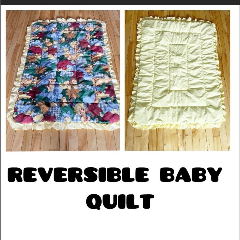 ANIMALS Baby Comforter Quilt Blanket Reversible Side Yellow!!! NEW w/o tags!!!